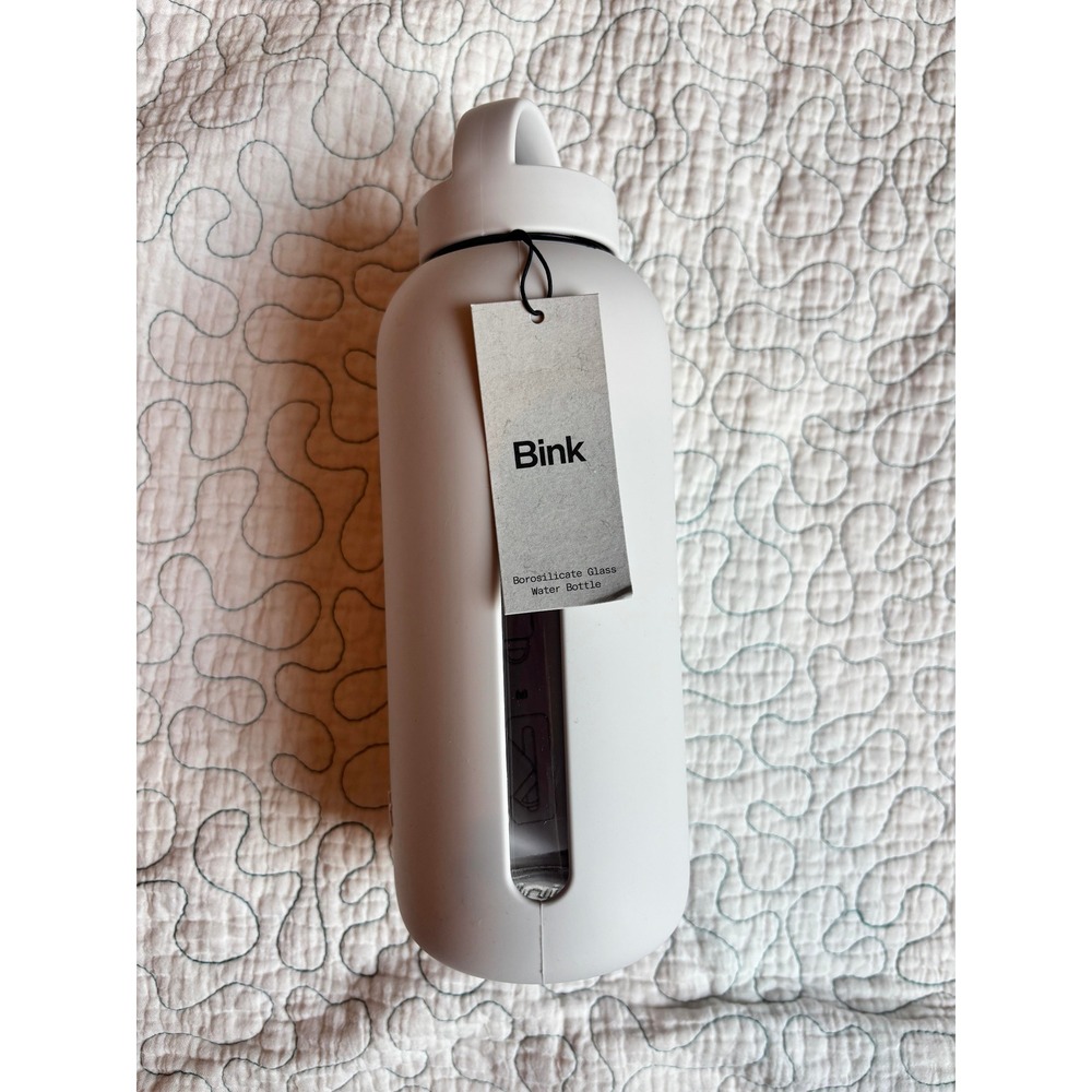 Bink Big Bottle 36oz Glass Water Bottle White Silicone Sleeve